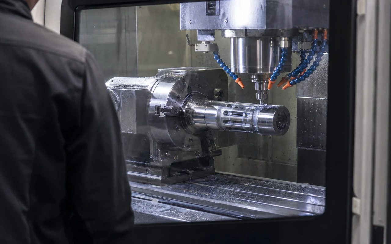 Fabricación de un componente de acero en un centro de maquinado CNC